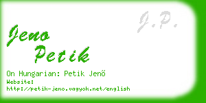 jeno petik business card